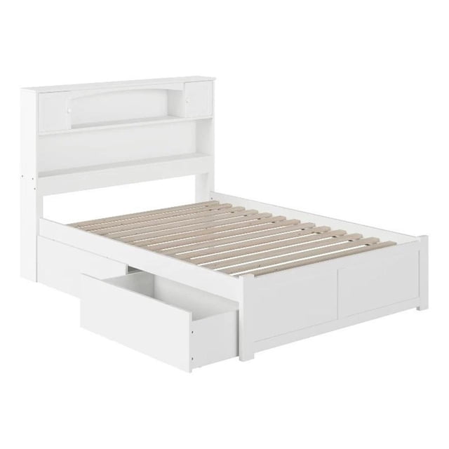 Leo & Lacey Lit Plateforme de Rangement Urbain en Bois Massif de Style Transitionnel en Blanc