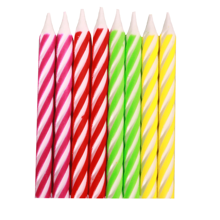 Unique Party Lime Green Dots And Stripes Birthday Candles 12 Per Pack