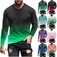 thumbnail image 2 of Qingpeng Shirts for Men Long Sleeve Casual Loose Gradient Color Print Crewneck Sweatshirt Lightweight Gym Workout Pullover Top, 2 of 5