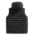 thumbnail image 6 of COSFO Mens Puffer Vests Casual Solid Suede Black Full Zip Hooded Outwear Sleeveless with Pockets Loose Fit Warm Mens Jackets, 6 of 7