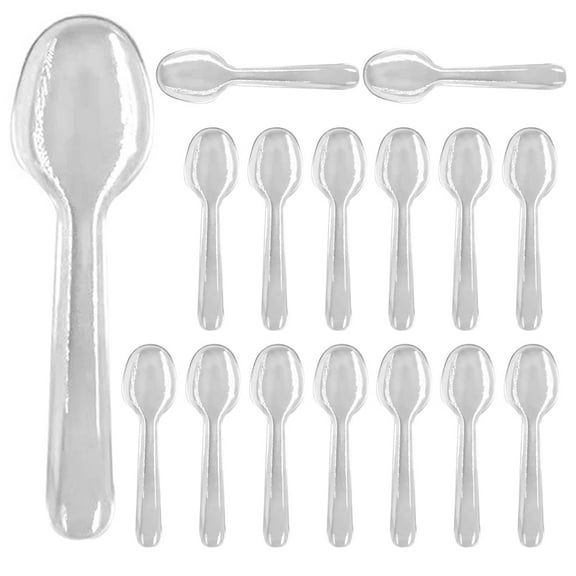 KONTONTY 100Pcs Plastic Ice Cream Spoons Transparent Tableware for Eating Ice Cream