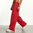 thumbnail image 6 of Smsaxvxz Sweatpants for Men Lightweight Elastic Waist Drawstring Jogger Pants Casual Loose Straight Leg Trousers with Pockets Red S, 6 of 7
