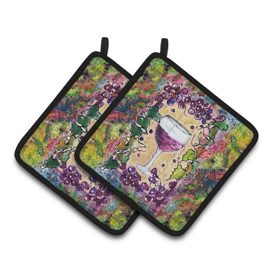 Carolines Treasures 8616PTHD Wine Pair of Pot Holders , 7.5HX7.5W, multicolor