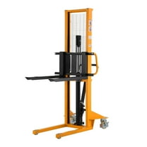 APOLLOLIFT 1100lbs Hand Walkie Pallet Stacker Hydraulic Manual Forklift 63" Lifting Height with Fixed Legs&Adjustable Forks