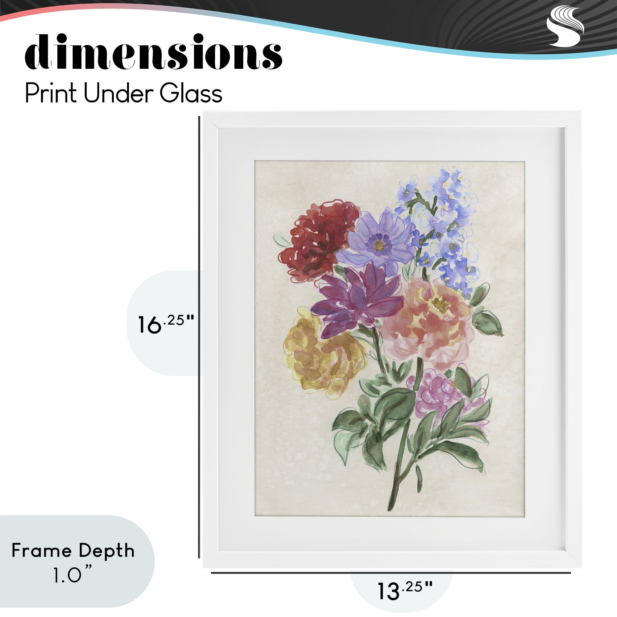 Stupell Industries Blooms On Parchment White Framed Print Under Glass, design by June Erica Vess
