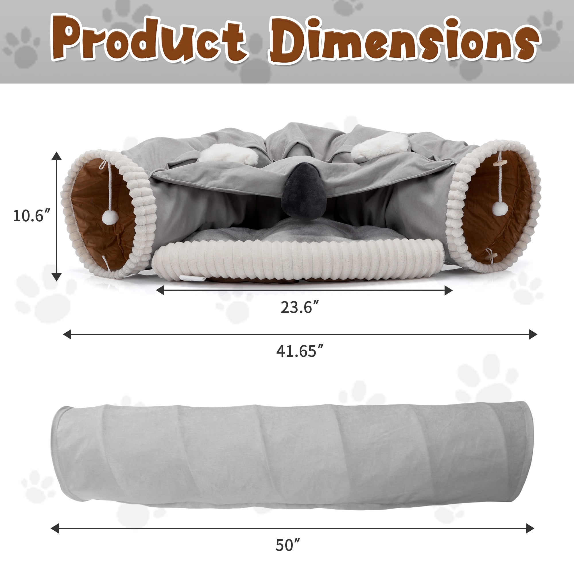 Pefilos 2-in-1 Large Cat Tunnel Bed for Indoor, Cat Tube with Collapsible Washable Cat Bed, Cat Toys for Small Medium Kitty City, Gray Pefilos 2-in-1 Large Cat Tunnel Bed for Indoor, Cat Tube with Collapsible Washable Cat Bed, Cat Toys for Small Medium Kitty City, Gray