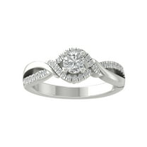 ARAIYA 10K White Gold Round Diamond Halo Engagement Ring (1/2 cttw, I-J Color, I2-I3 Clarity), Size 5.5