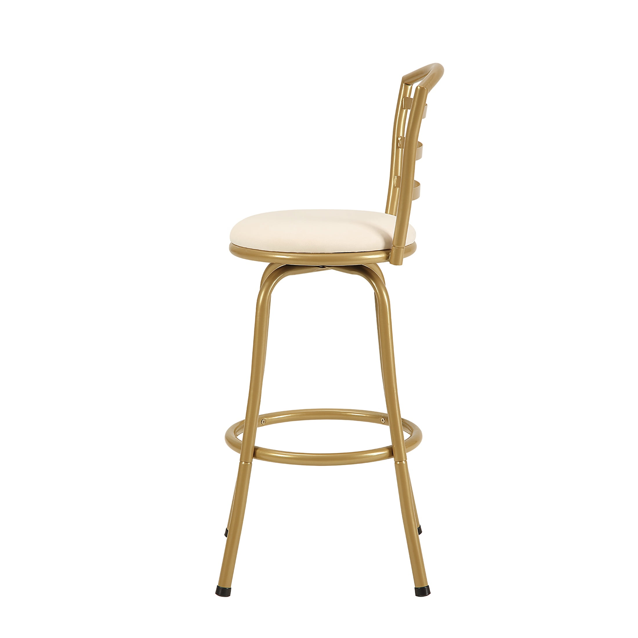 Mainstays 3 Pack Indoor Adjustable 24" or 29" Swivel Gold Metal Barstool, Cream Seat