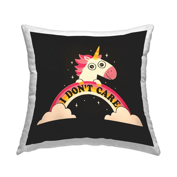 Stupell Industries Don't Care Unicorn Decorative Printed Throw Pillow Design by Michael Buxton