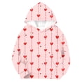 thumbnail image 5 of Girls Valentine Hoodie Hearts Print Soft Stretchy Lightweight Pullover for Kids to Big Kids 4-12 Years,Size 3 T, 5 of 9