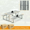 thumbnail image 3 of Costway Folding Picnic Table with 2 Benches All Weather Wood-like Tabletop Umbrella Hole Grey, 3 of 11