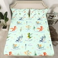 thumbnail image 2 of Feelyou Dreamy Cute Dragon Bed Sheets for Kids, Tree Plant Botanical King Sheets, Green Cartoon Dinosaur Sheet Set, Luxury Bedroom Decor, 4pcs, 2 of 7