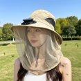 thumbnail image 5 of Byfri Mosquito Net Sun Hat with Solar Fan Wide Brim Fishing Hat for Outdoor Camping Khaki 58-60cm, 5 of 7