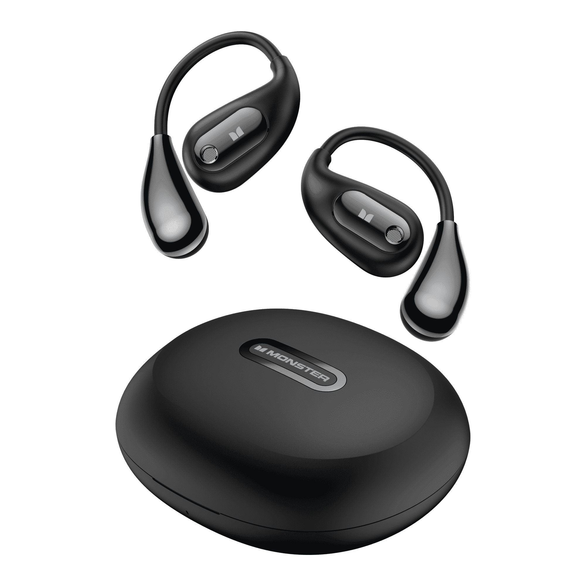 Monster Open Ear Headphones, Bluetooth 5.4 Earphones Stereo Sound, Wireless Headphones 30 Hours Playback, Type-C Charging, Clear Calls, Waterproof Open Ear Earbuds,Black