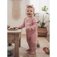 thumbnail image 5 of BemeyourBBs Newborn Baby Girls Little Sister Outfits Waffle Knit Romper Little SisLetter Embroidery Long Sleeve Back Ruffled Jumpsuit with Headband Spring Fall Winter Clothes, 5 of 9