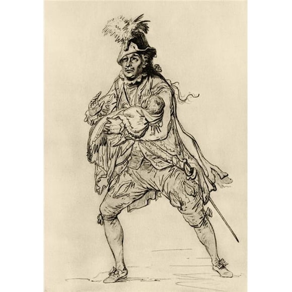 Posterazzi DPI1862261LARGE David Garrick 1717 à 1779 Acteur Anglais Dramaturge Gestionnaire de Théâtre Producteur en Rôle de Don Juan d'Après Dessin au Crayon par Affiche Imprimée, 24 x 34
