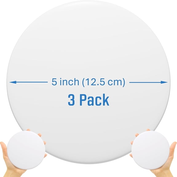 XIBUFE 5-" White Rubber Door Stopper Wall Protector,Jumbo Wall Shield Guard Cushion for Large Door Knobs & Commercial Handles,Heavy Duty Drywall Hole Cover Saver,3-Pack