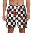 thumbnail image 2 of Goofa Ladybugs Of Black And White Checkers Printed Men's Swim Trunks Board Shorts Quick Dry Mens Swimming Trunks with Compression Liner,Breathable Fit Hawaii Beach Shorts-X-Large, 2 of 9