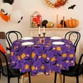 thumbnail image 2 of Halloween Round Tablecloth 60 Inch Boo Purple Table Cover Pumpkin Bat Themed Waterproof Wipeable Table Cloth for Party Picnic Kitchen Home Decoration, 2 of 6