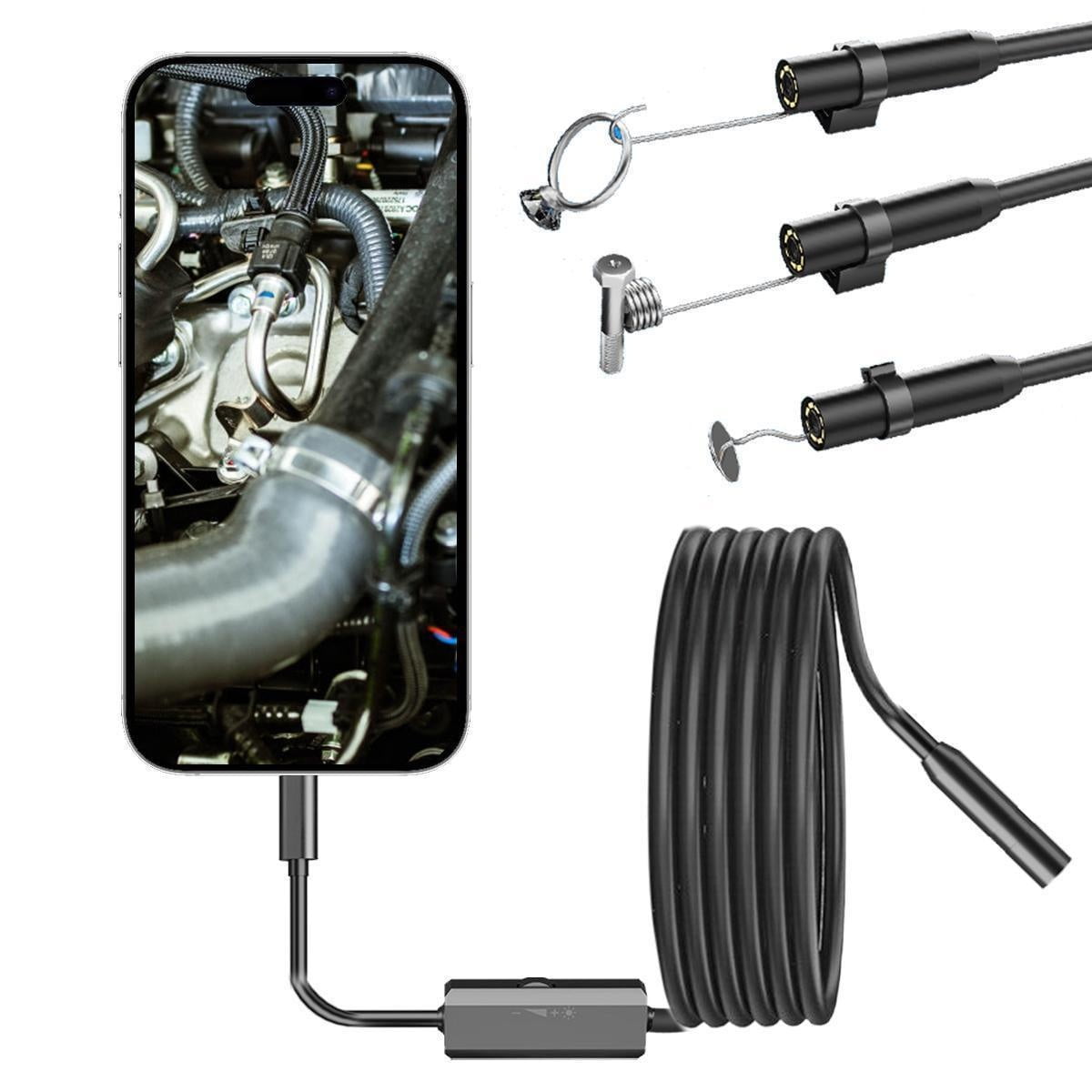 LigoWave 8 LED Lights with Adjustable Brightness Waterproof ,Endoscope Inspection Camera for iOS iPhone,1M,Black