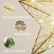 Christmas Star Tree Topper, Lighted Christmas Tree Topper, Hollow Gold Lighted Tree Star, LED Light up Xmas Tree Topper with 30 LE