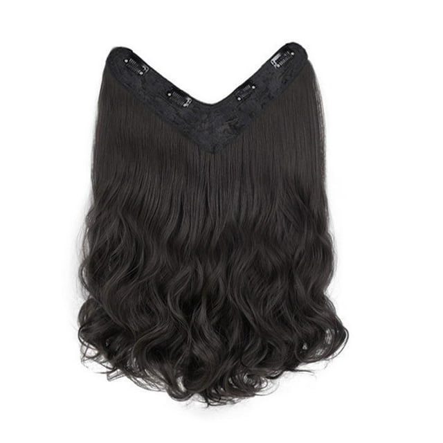1 Pce Perruque Longue Bouclée pour Femmes Cheveux Ondulés à la Mode Perruque en V Température Élevée Pièce Invisible
