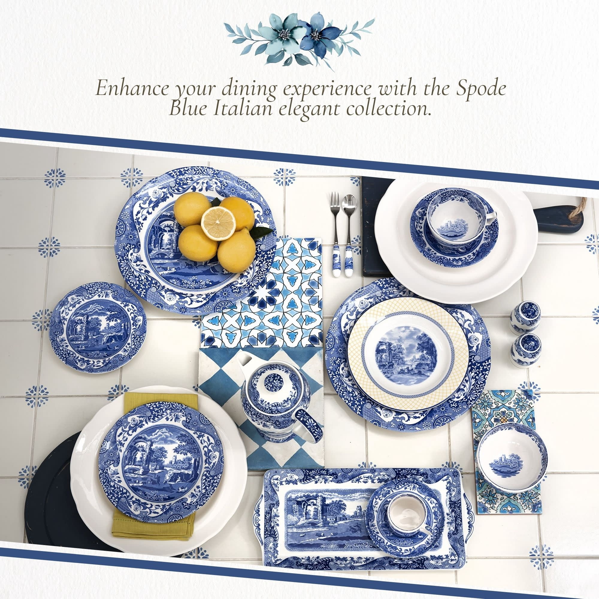 Royal Worcester Spode Blue Italian Dinner Plate - 10.5 Inch Fine Earthenware, Microwave & Dishwasher Safe (Made In England) - View #4