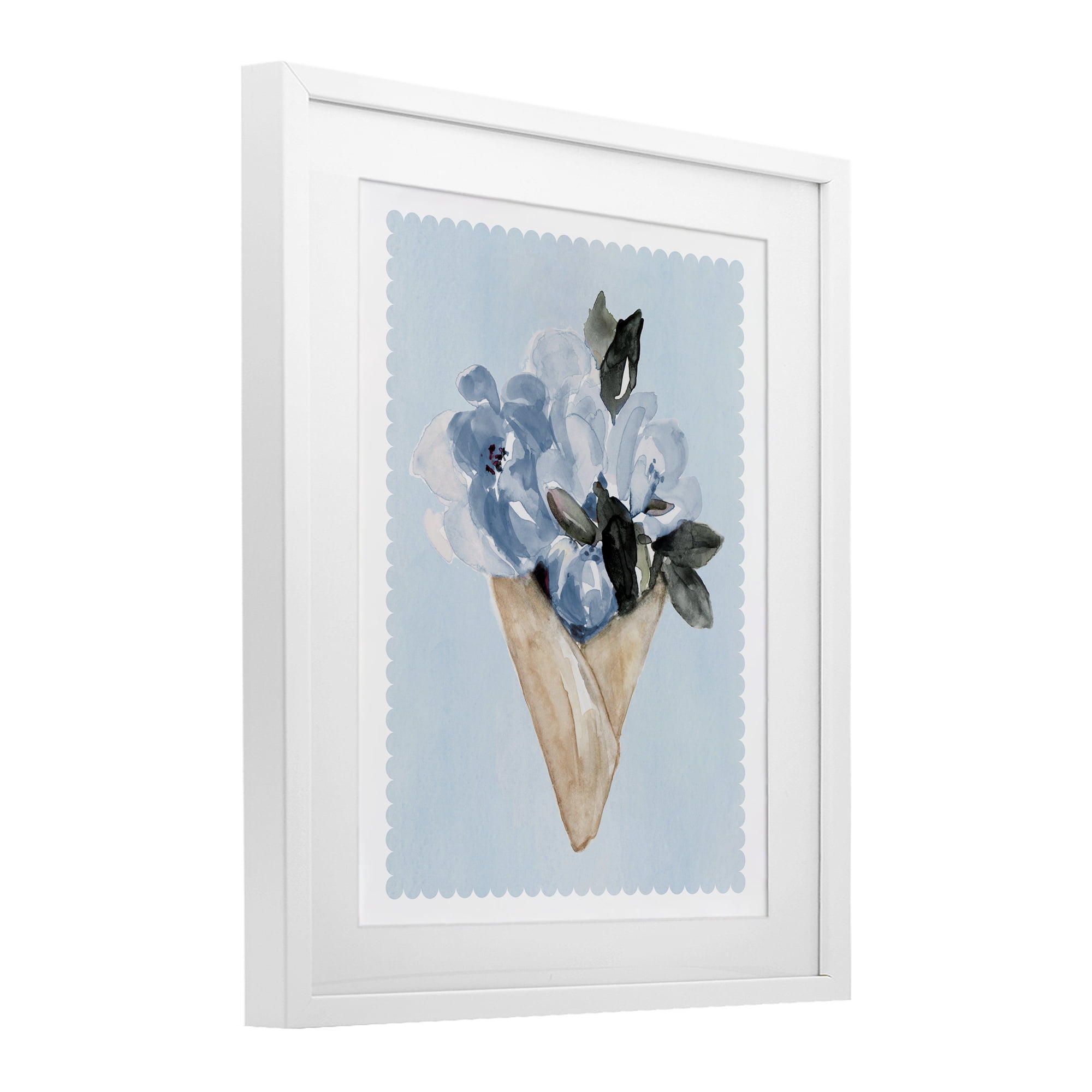 Stupell Industries Blue Flower Gift Bouquet White Framed Print Under Glass, design by Elizabeth Medley