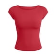 thumbnail image 4 of Bibifish Womens T Shirt Crew Neck Cap Sleeve Slim Cropped Tops Soft Breathable Minimalist Casual Summer Layering Tees, 4 of 4