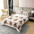 thumbnail image 2 of YST Highland Cow 100% Natural Cotton Duvet Cover Queen, Flowers Bedding Set for Kids, Kawaii Farmhouse Wild Animals Comforter Cover, Spring Botanical Floral Leaves Quilt Cover, Brown Yellow, 2 of 6