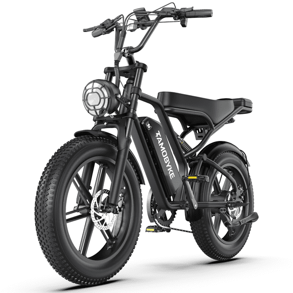 Tamobyke T60 Electric Bike for Adults, 750W 28 MPH, 48V 18.2Ah Battery, 20" Fat Tire E-Mountain Bike, Full Suspension, Class 3,UL2849