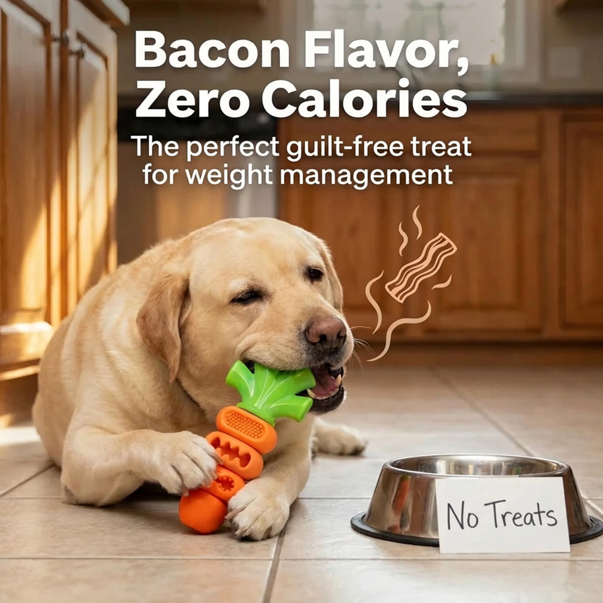 Indestructible Dog Chew Toys for Aggressive Chewers, Tough Nylon Rubber Carrot Bacon Flavor Dental Chew Toy for Medium Large Breed Dogs 20-70 lbs, Boredom Buster Easter Basket Stuffer, Orange