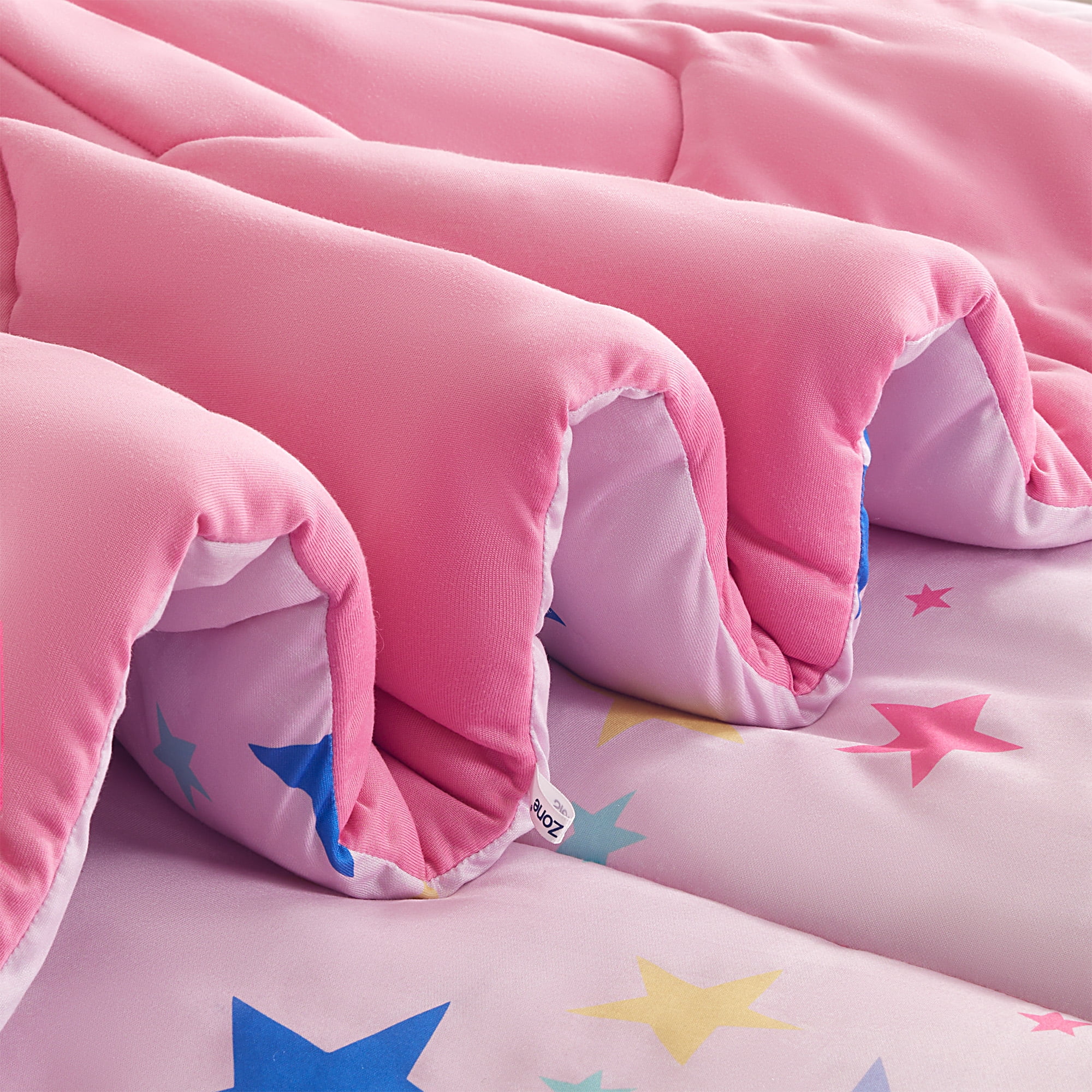Sleep Zone Kids Comforter Set, Jersey Knit 3 Pieces Bedding Set for Girls, Soft, Breathable, Washable, Easy Care (Colorful Stars, Full/Queen)
