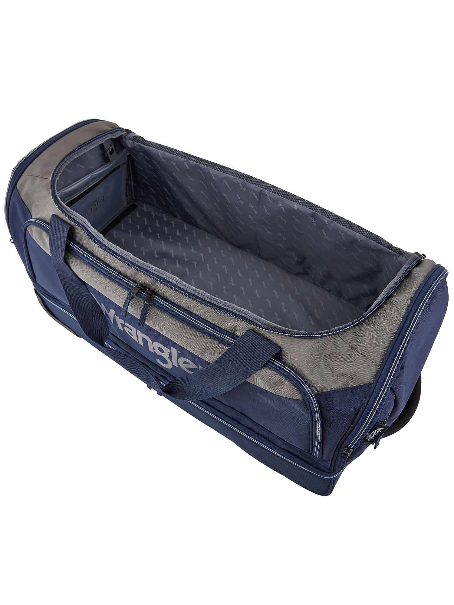 Wrangler 30" Drop-Bottom Rolling Duffel with Telescopic Handle - Navy Blue