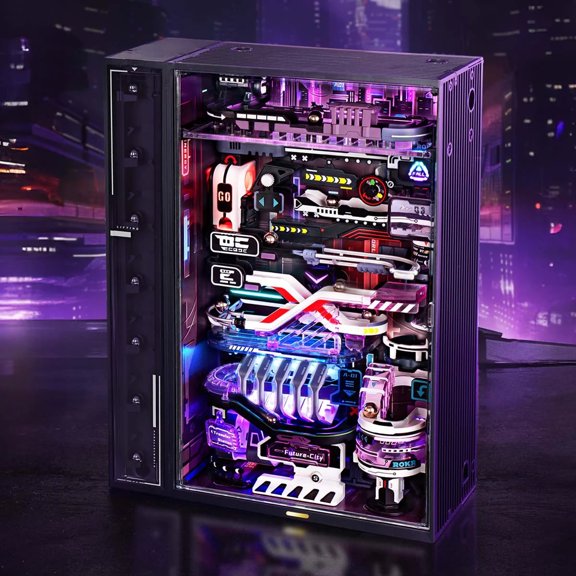 Robotime Building Toy Sets Marble Run Model Kits for Adults, 3D Jigsaw Puzzle DIY Powered Model Kit for Adults and Kids (The Future City)