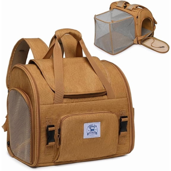 Pet Backpack Carrier for Small Medium Cats, Puppies,Breathable and Collapsible Design, Portable Travel Bag
