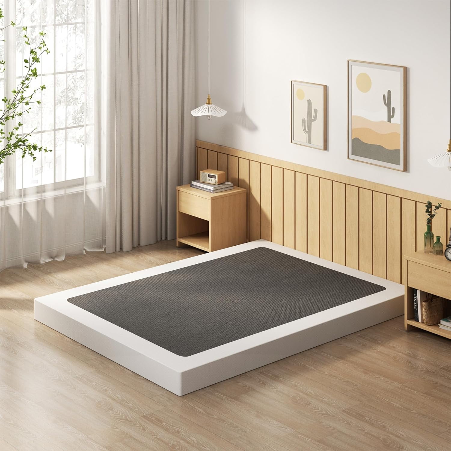 5-inch box spring queen size bed frame, heavy duty metal queen size mattress base,