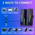 thumbnail image 3 of AYEDLOE Computer Speakers with 2.0 Channel Stereo, Gaming Speakers with 6 Colorful LED Modes, USB C/USB Speakers for PC, Desktop, Laptop, Cellphone, Monitor, Black, New, 3 of 8