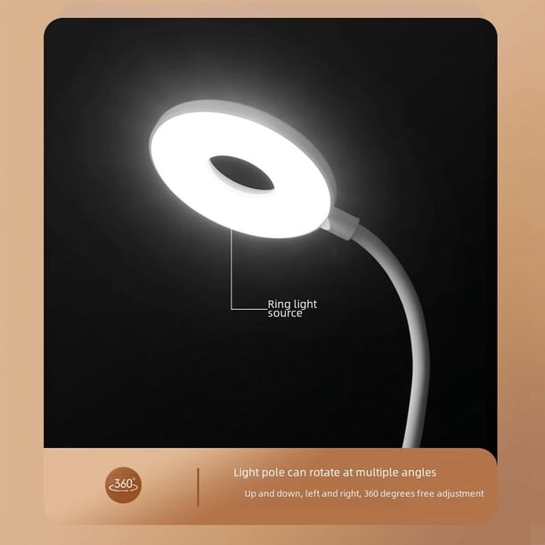Lámpara de mesa con anillo con clip y protección ocular especial para lectura y aprendizaje con LED de doble uso con relleno USB YAG para estudiantes