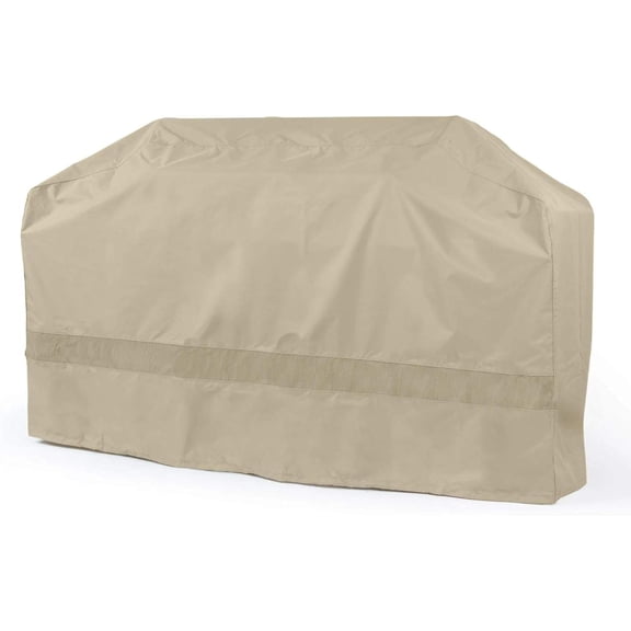 Elite Island Grill Cover - Weather-Resistant BBQ Grill Protection, Heavy-Duty Outdoor Cover with Mesh Vents, 74 Inch, Khaki