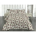 thumbnail image 2 of Ambesonne Retro Quilted Coverlet 3 Pcs, Watercolor Fir Cones Plot, King Size, Dark Rosewood and Sage Green, 2 of 4