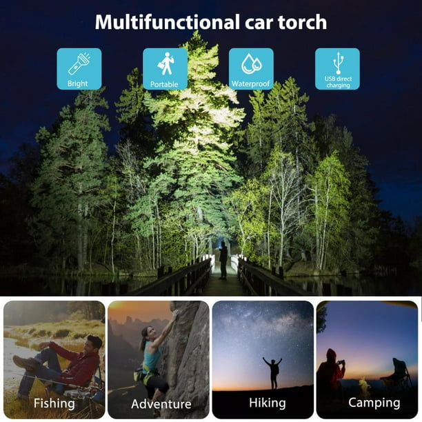 Linterna LED multiherramienta - resistente al agua para coche con rompecristales (plata) Wdftyju Para estrenar