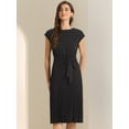 thumbnail image 3 of DARING DIVA Pleated Dress Sleeveless Tie Waist A-Line Dress L Black, 3 of 6