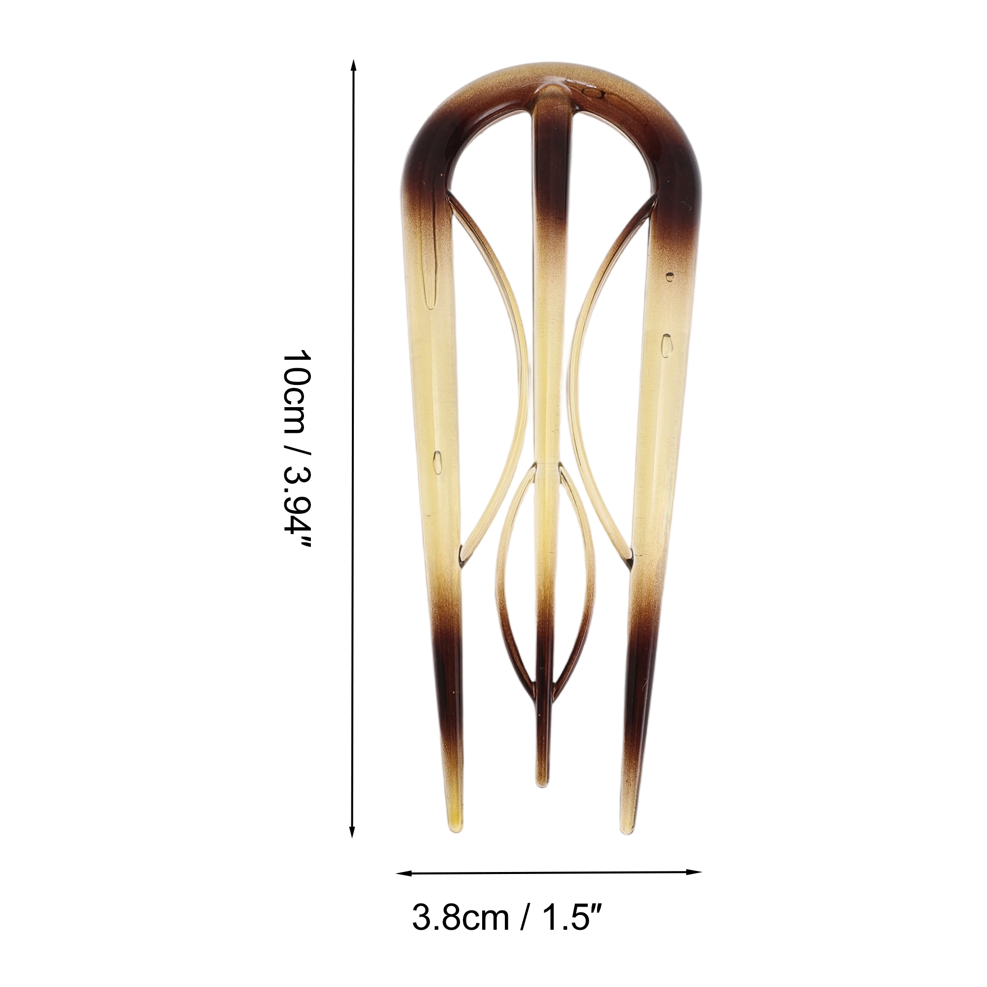 Unique Bargains U-shaped Hair Pin 3.94"x1.50" 1 Pc Transparent Green,Dark Brown