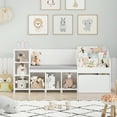 thumbnail image 7 of Homfa Kids Bookshelf with Reading Nook, 6 Shelf Bookcase with 1 Wood Toy Bin with 3 Tier Book Rack for Children Kidsroom, 7 of 7