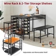 thumbnail image 3 of 3-Piece Rectangular Dining Table Set for 4 with Wine Rack, Storage Shelf and 2 Benches, Kitchen Table Set for Small Spaces, 3 of 6
