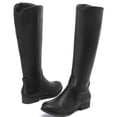 thumbnail image 2 of LOVE STEETLY Women's Knee High Low Heel Riding Boots, Side Zipper Round Toe Faux Leather Casual Comfort Versatile Boot, 2 of 6
