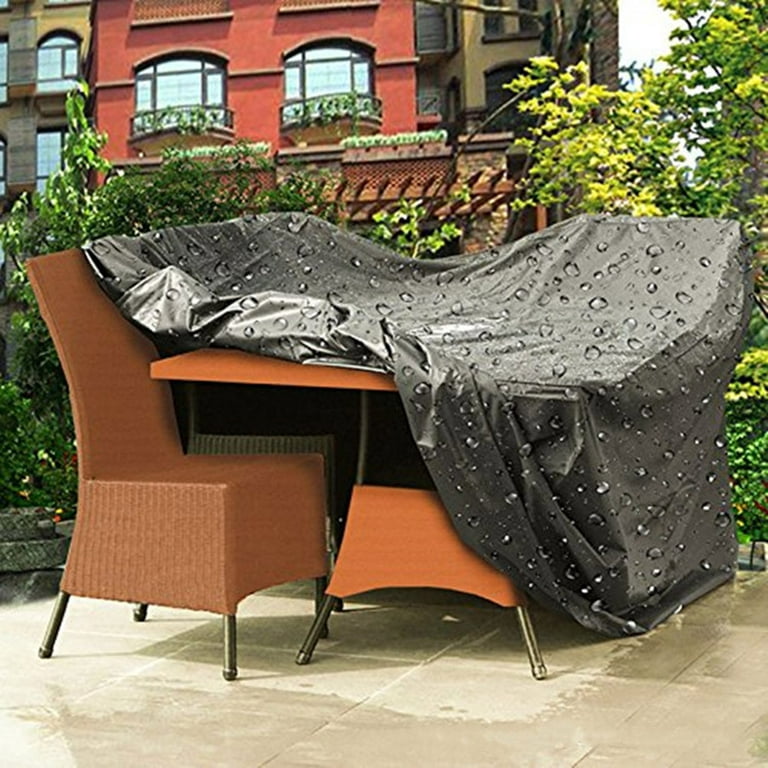 Garden Table Cover Protector Garden Table Garden Furniture Tarp Cover  Rectangular Waterproof Windproof UV Resistant Black (150 X 90 X 75 Cm) 