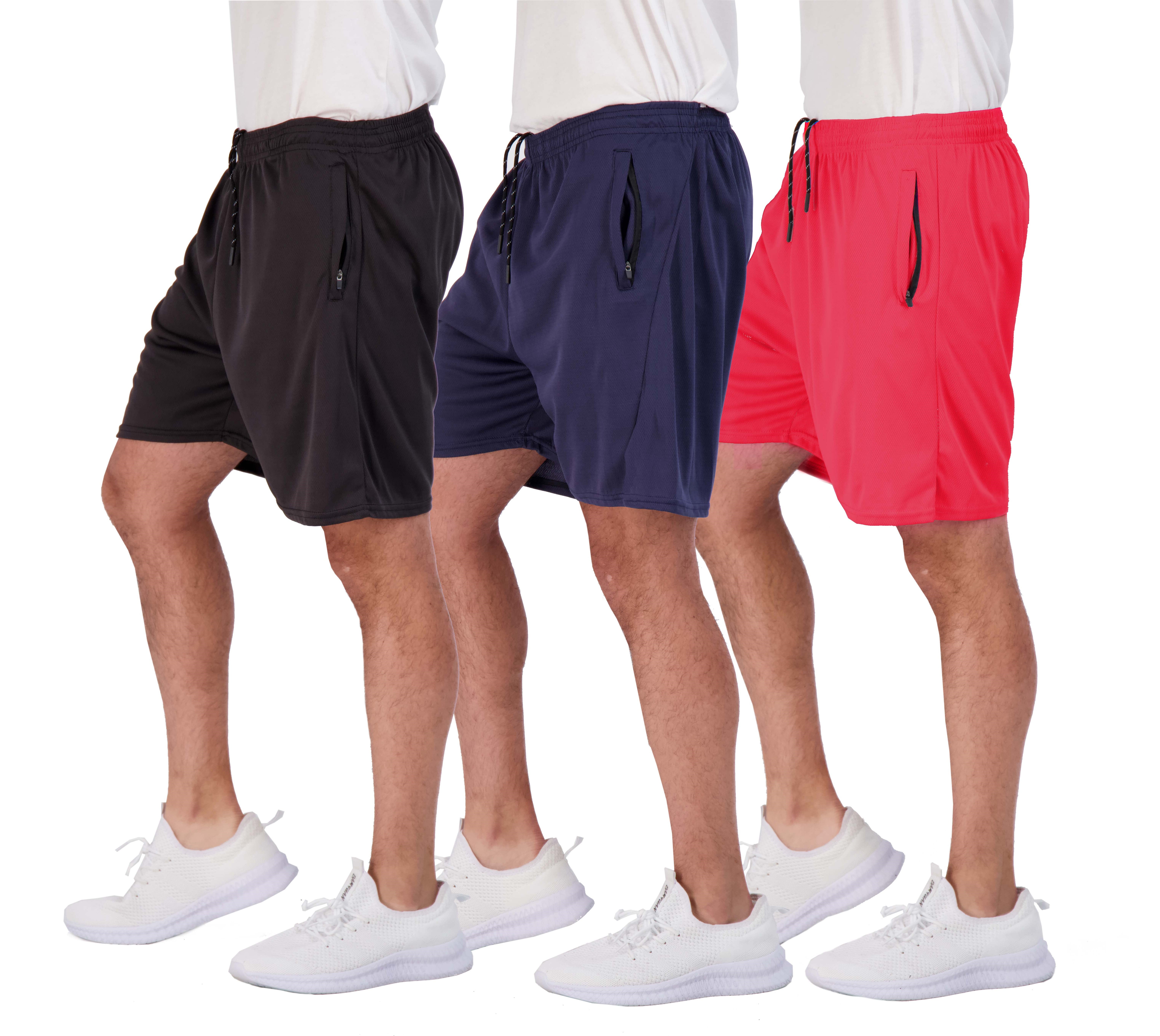 Real Essentials 5 Pack Men's Mesh Athletic Performance Gym Shorts with Pockets S-3X 