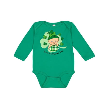 

Inktastic Plaid Girl 1st St. Pat s Gift Baby Girl Long Sleeve Bodysuit
